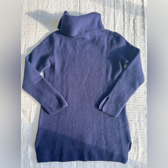 Wool Cowl Neck Catherine Malandrino Turtle Neck Sweater Navy Blue Color - Picture 3 of 8